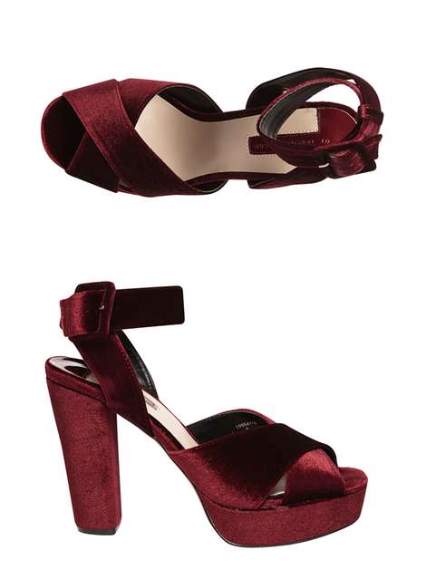 Burgundy 'Ruby' Velvet Sandals